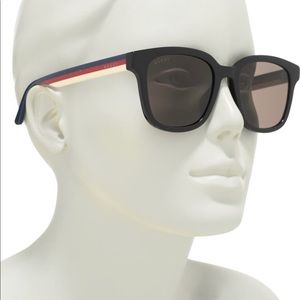 Gucci Striped Square Unisex Sunglasses